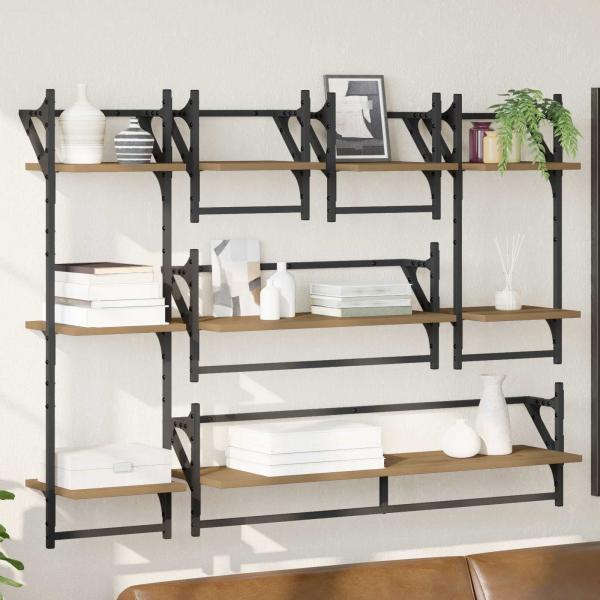 ARDEBO.de - Wandregal-Set 6 stk. Artisan-Eiche 100 x 25 x 30 cm