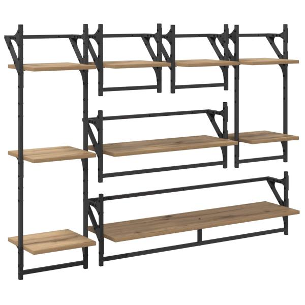 Wandregal-Set 6 stk. Artisan-Eiche 100 x 25 x 30 cm