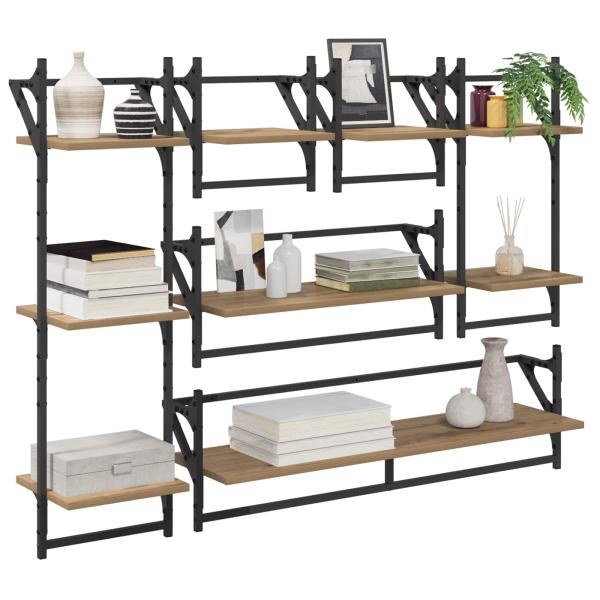 Wandregal-Set 6 stk. Artisan-Eiche 100 x 25 x 30 cm