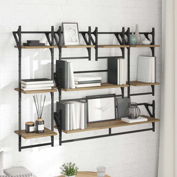 Wandregal-Set 6 stk. Artisan-Eiche 100 x 25 x 30 cm