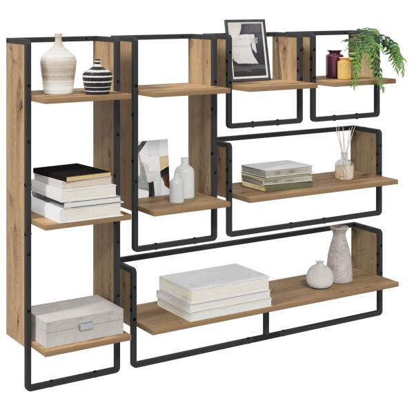 Wandregal-Set 6 stk. Artisan-Eiche 100 x 25 x 30 cm