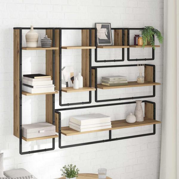 Wandregal-Set 6 stk. Artisan-Eiche 100 x 25 x 30 cm