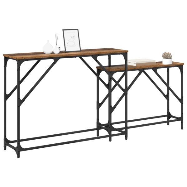 Konsolentisch 2 stk. Altholz 100 x 28 x 75 cm Holzwerkstoff