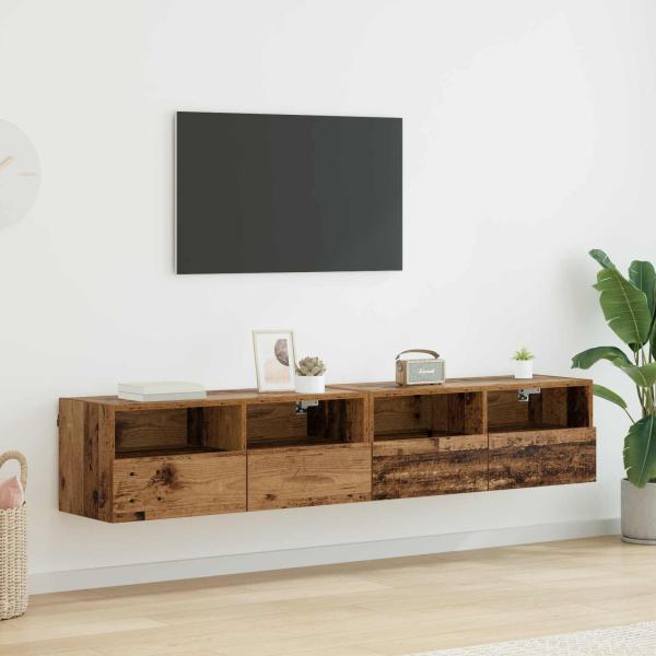 ARDEBO.de - TV-Wandregale 2 stk. Altholz Holzwerkstoff