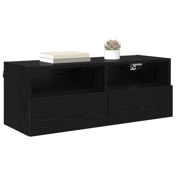 TV-Wandschrank 80 x 30 x 30 cm Schwarz Eichen-Optik