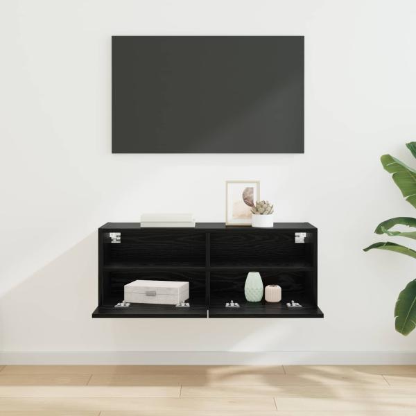TV-Wandschrank 80 x 30 x 30 cm Schwarz Eichen-Optik