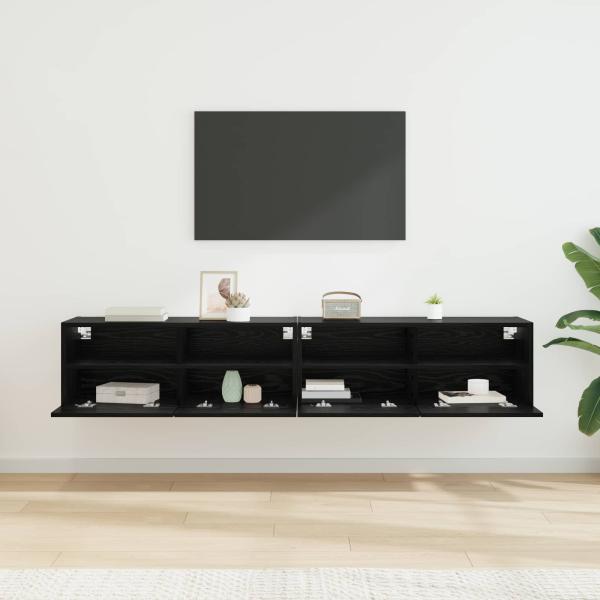 TV-Wandregale 2 stk. Schwarz Eichen-Optik Holzwerkstoff