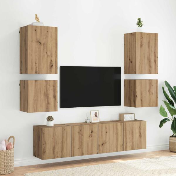 TV-Wandregale 2 stk. Artisan-Eiche Holzwerkstoff