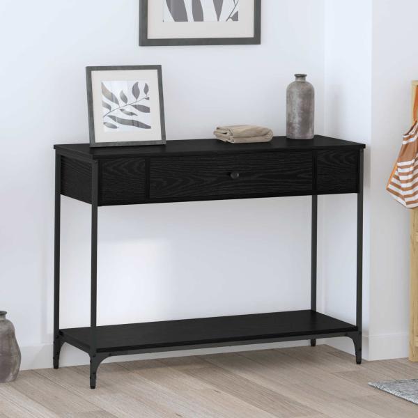ARDEBO.de - Konsolentisch Schwarz Eichen-Optik 100 x 34,5 x 75 cm