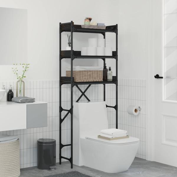 ARDEBO.de - Waschmaschinenregal Schwarz 0ak 67 x 25 x 163 cm Holzwerkstoff
