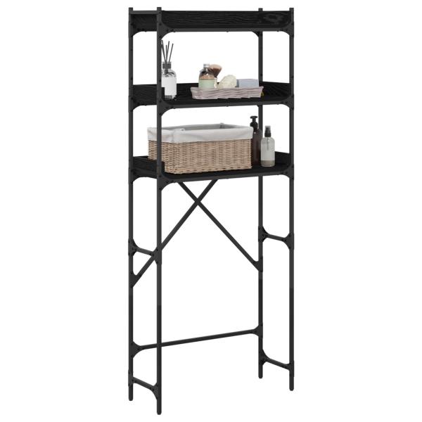 Waschmaschinenregal Schwarz 0ak 67 x 25 x 163 cm Holzwerkstoff