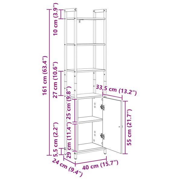 Bücherregal 6 Ebenen 40 x 24 x 161 cm Holzwerkstoff