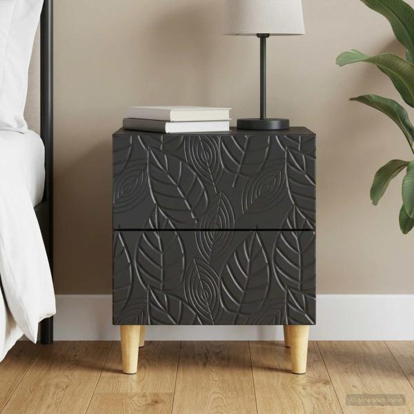ARDEBO.de - Nachttisch Schwarz 43 x 34,5 x 48 cm Holzwerkstoff