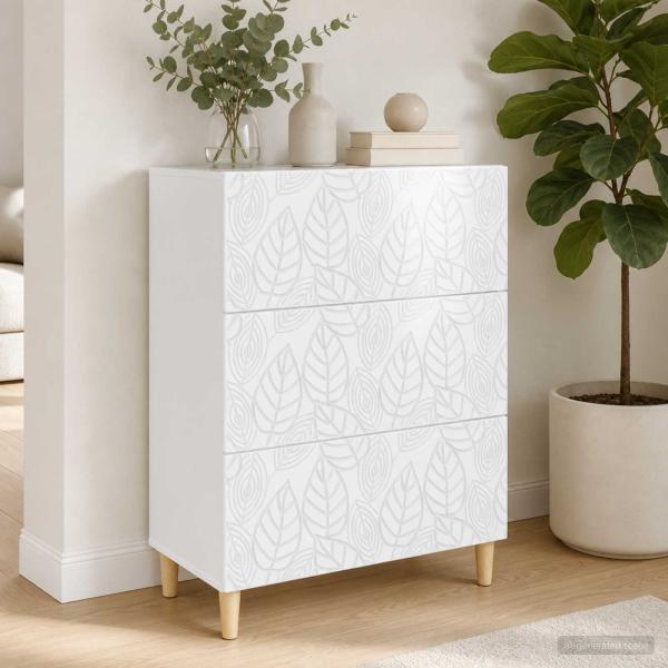 ARDEBO.de - Schubladenschrank Hochglanz Weiß 66 x 34,5 x 90 cm