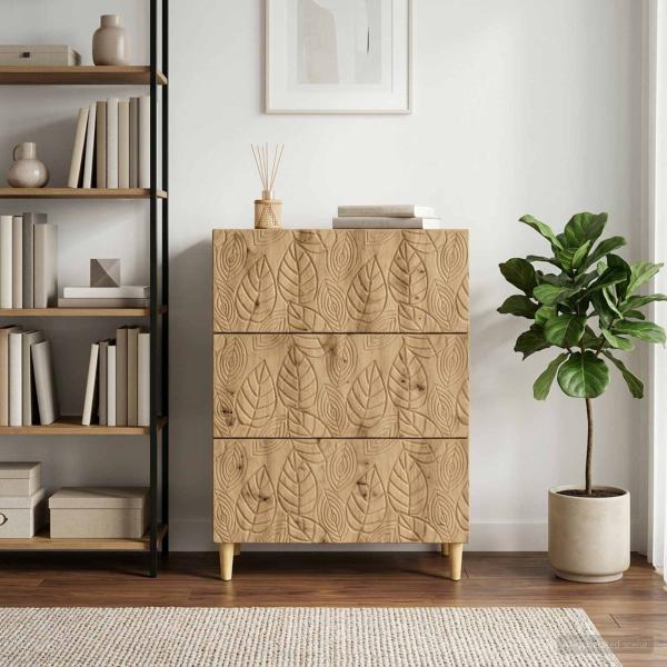 ARDEBO.de - Schubladenschrank 66 x 34,5 x 90 cm Holzwerkstoff Artisan-Eiche