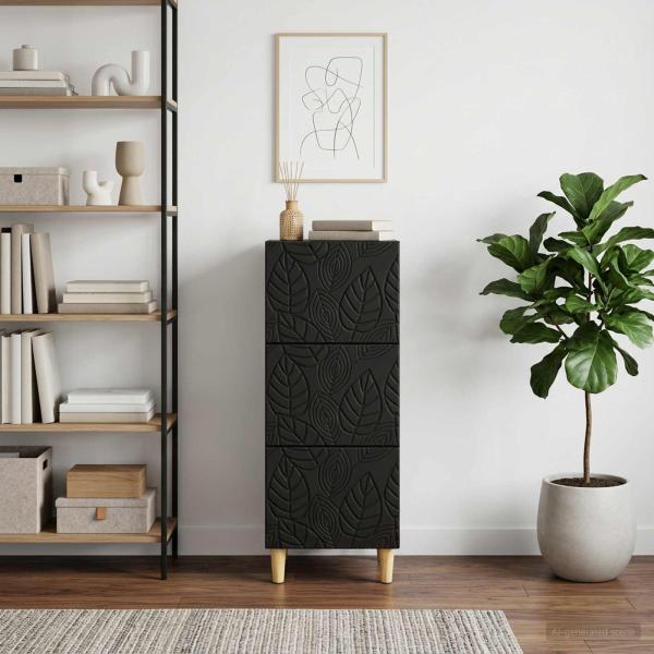 Schubladenschrank 33 x 34,5 x 90 cm Holzwerkstoff Schwarz