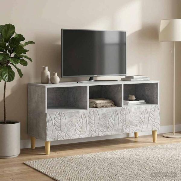 ARDEBO.de - TV-Schränk 102 x 34,5 x 50 cm Betongrau Holzwerkstoff