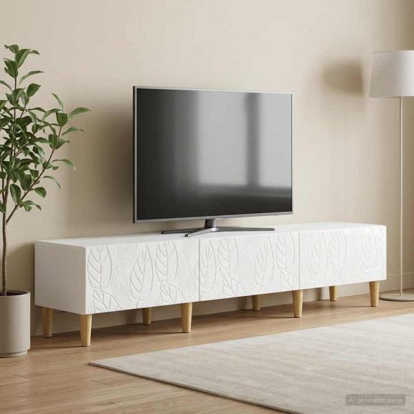 ARDEBO.de - TV-Schränk 147 x 34,5 x 30 cm Hochglanz Weiß Holzwerkstoff
