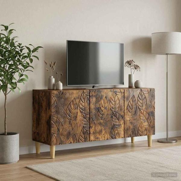 ARDEBO.de - TV-Schränk 99 x 34,5 x 50 cm Räuchereiche Holzwerkstoff