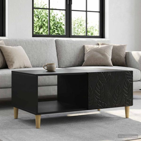 ARDEBO.de - Couchtisch Schwarz 90 x 50 x 40 cm Holzwerkstoff