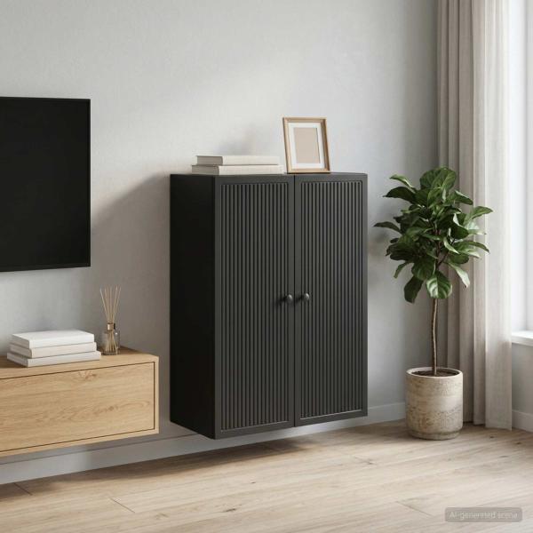 ARDEBO.de - Wandschrank Schwarz 66 x 34,5 x 90 cm Holzwerkstoff