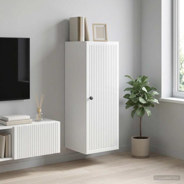 ARDEBO.de - Wandschrank 33 x 34,5 x 90 cm Holzwerkstoff Hochglanz Wei?