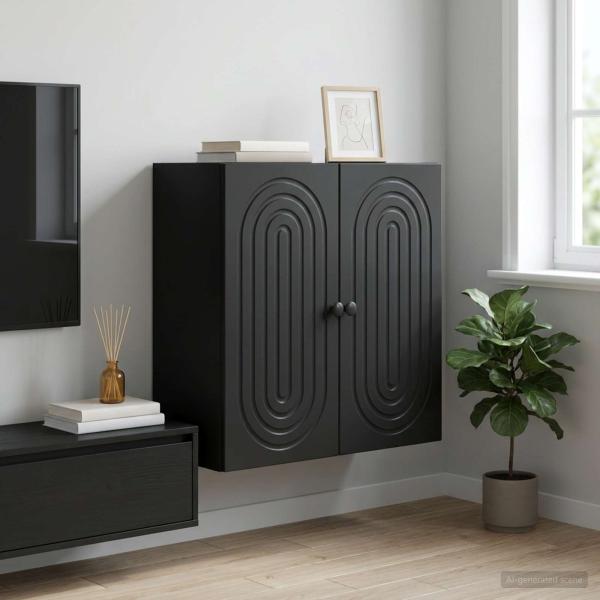 ARDEBO.de - Wandschrank Schwarz 59 x 31 x 60 cm Holzwerkstoff