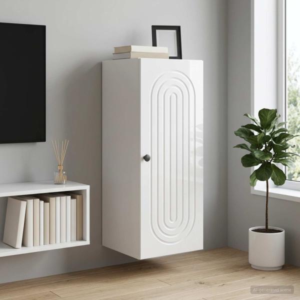 ARDEBO.de - Wandschrank 33 x 34,5 x 90 cm Holzwerkstoff Hochglanz-Wei?