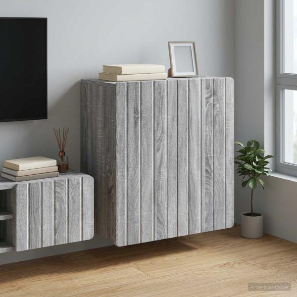 ARDEBO.de - Wandschrank Grau Sonoma 59 x 31 x 64 cm Holzwerkstoff