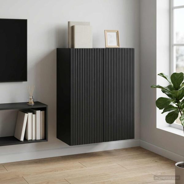 ARDEBO.de - Wandschrank 66 x 34,5 x 90 cm Holzwerkstoff Schwarz