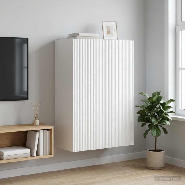 ARDEBO.de - Wandschrank 66 x 34,5 x 90 cm Holzwerkstoff Hochglanz Weiß