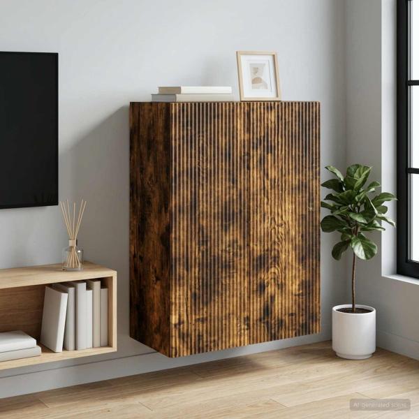 ARDEBO.de - Wandschrank 66 x 34,5 x 90 cm Holzwerkstoff Räuchereiche