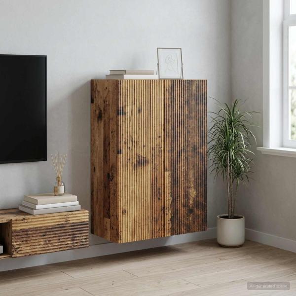 ARDEBO.de - Wandschrank 66 x 34,5 x 90 cm Holzwerkstoff Altholz