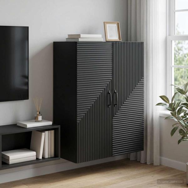 ARDEBO.de - Wandschrank Schwarz 66 x 34,5 x 90 cm Holzwerkstoff