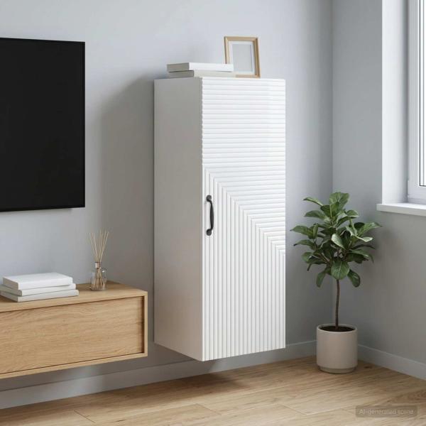 ARDEBO.de - Wandschrank Hochglanz Weiß 33 x 34,5 x 90 cm Holzwerkstoff