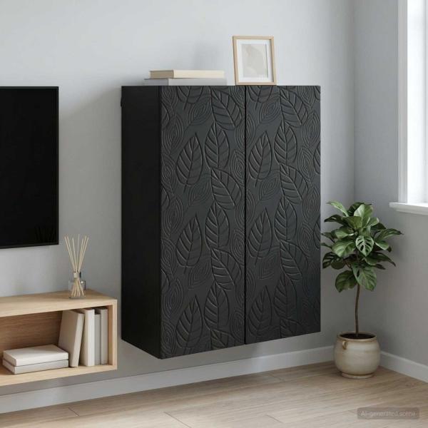 ARDEBO.de - Wandschrank 66 x 34,5 x 90 cm Holzwerkstoff Schwarz