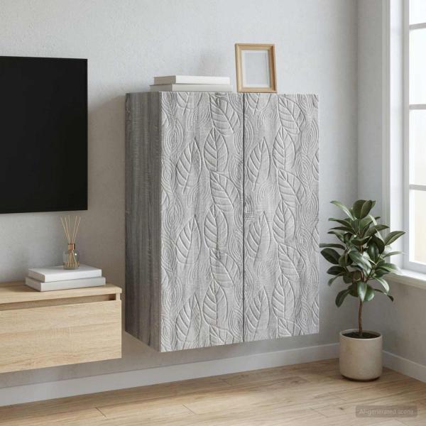 ARDEBO.de - Wandschrank 66 x 34,5 x 90 cm Holzwerkstoff Sonoma-Grau