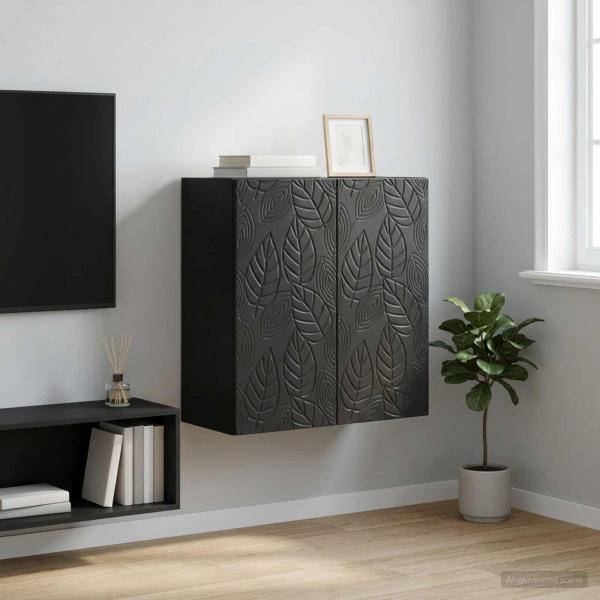 ARDEBO.de - Wandschrank 59 x 31 x 60 cm Holzwerkstoff Schwarz