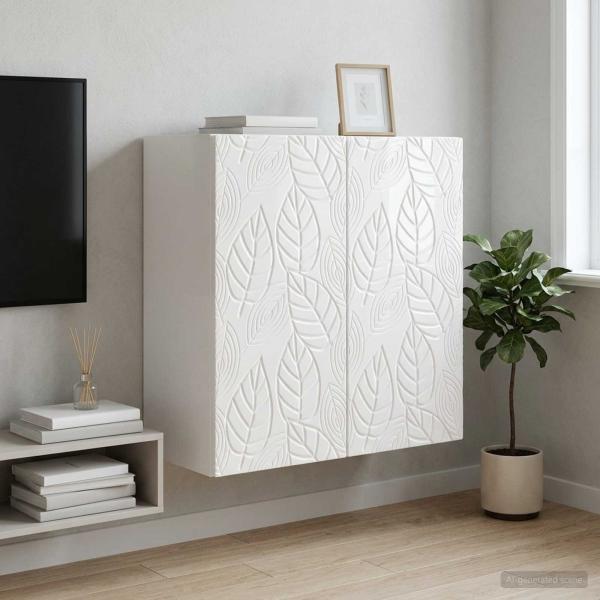 ARDEBO.de - Wandschrank 59 x 31 x 60 cm Holzwerkstoff Hochglanz Weiß