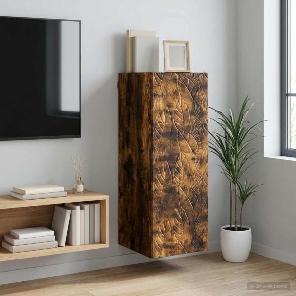 ARDEBO.de - Wandschrank 33 x 34,5 x 90 cm Holzwerkstoff Räuchereiche