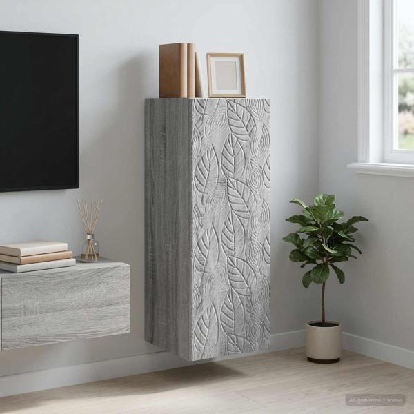 ARDEBO.de - Wandschrank 33 x 34,5 x 90 cm Holzwerkstoff Sonoma-Grau