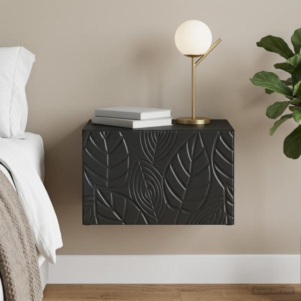 ARDEBO.de - Wandmontierter Nachttisch Schwarz 49 x 34,5 x 20 cm