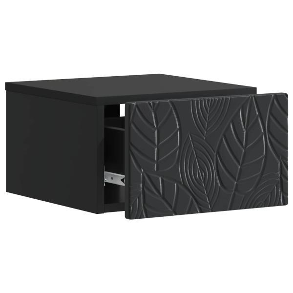 Wandmontierter Nachttisch Schwarz 49 x 34,5 x 20 cm