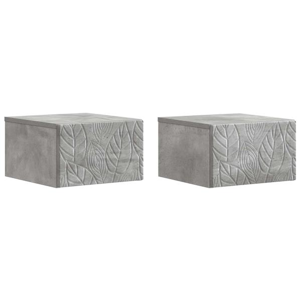 Wandmontierter Nachttisch 2 Stk. Betongrau 49 x 34,5 x 20 cm