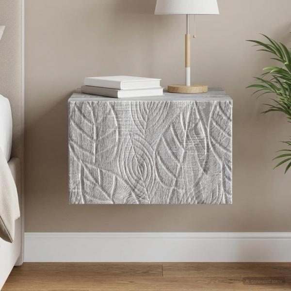 ARDEBO.de - Wandmontierter Nachttisch Sonoma-Grau 49 x 34,5 x 20 cm