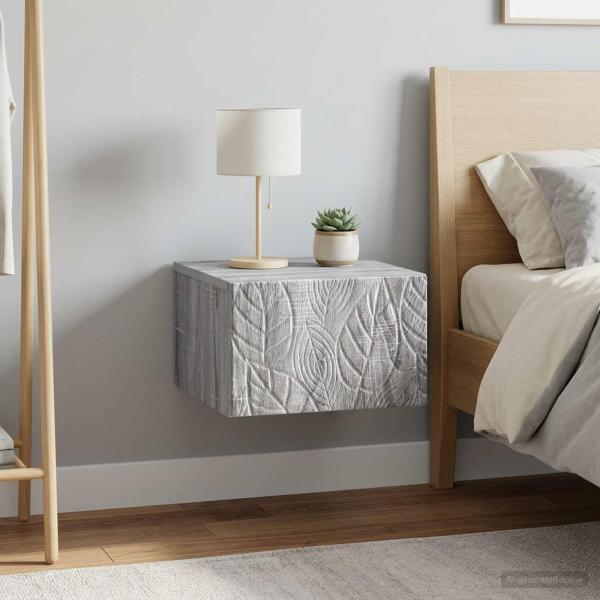 ARDEBO.de - Wandmontierter Nachttisch 2 Stk. Sonoma-Grau 49 x 34,5 x 20 cm