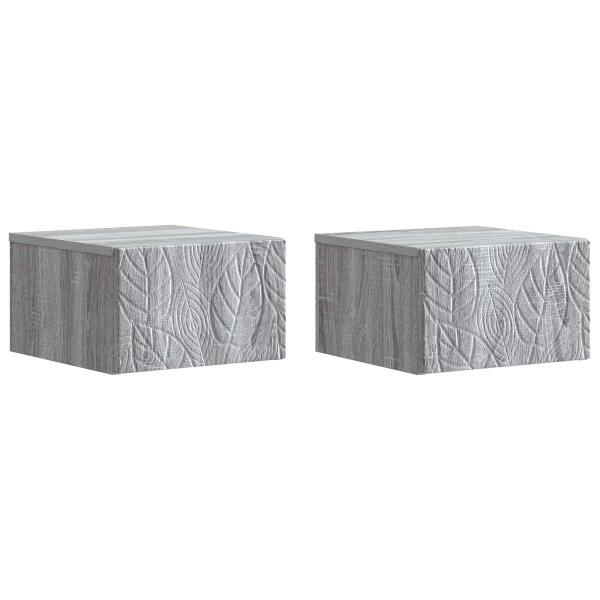 Wandmontierter Nachttisch 2 Stk. Sonoma-Grau 49 x 34,5 x 20 cm