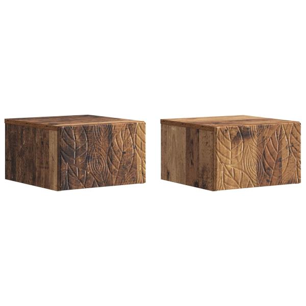 Wandmontierter Nachttisch 2 Stk. Altholz 49 x 34,5 x 20 cm