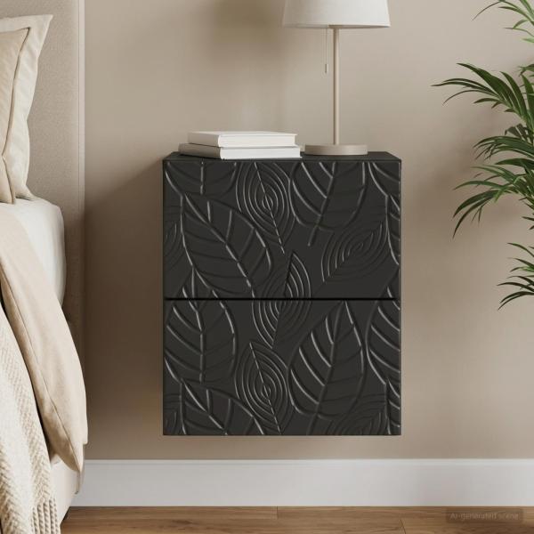 ARDEBO.de - Wandmontierter Nachttisch Schwarz 34,5 x 33 x 40 cm