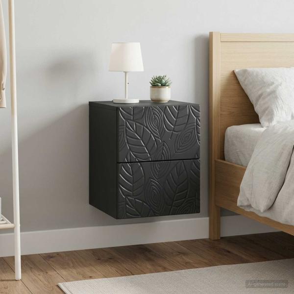 ARDEBO.de - Wandmontierter Nachttisch 2 Stk. Schwarz 34,5 x 33 x 40 cm